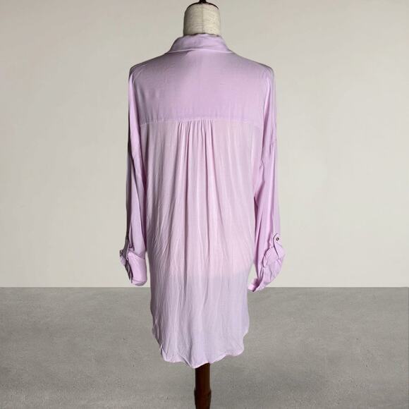Anthropologie  Maeve Sandbridge Lavander Front Tie Button Down Blouse Top shirt - Picture 3 of 7